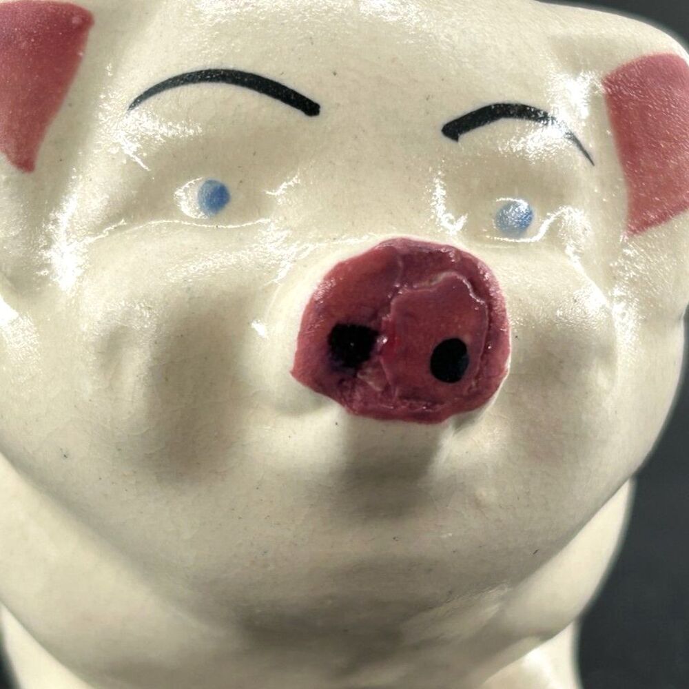 VTG Sm Ceramic Pig Planter Hand Painted Floral Minor Crazing 5"L x 2 3/4"W x 3"H - Picture 6 of 9